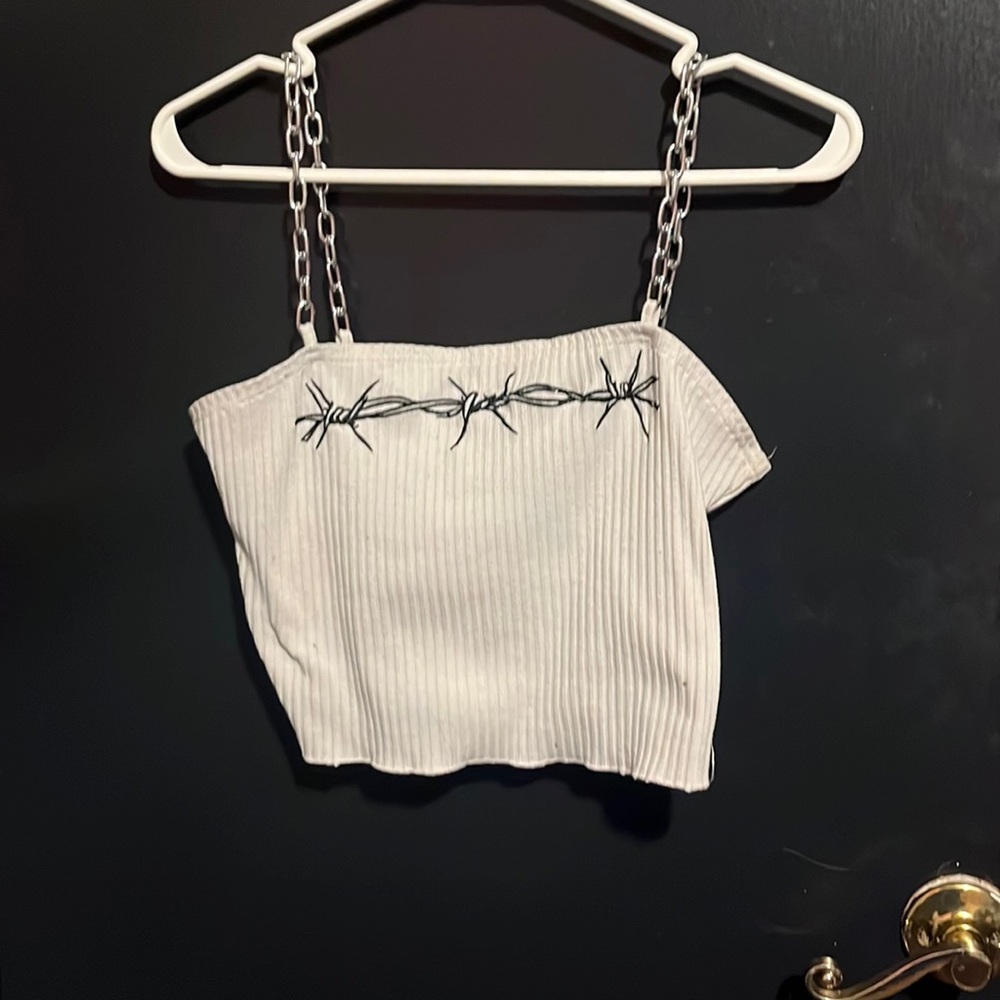 Poster Grl “Danger Zone Chain Cami” ribbed material in white size L